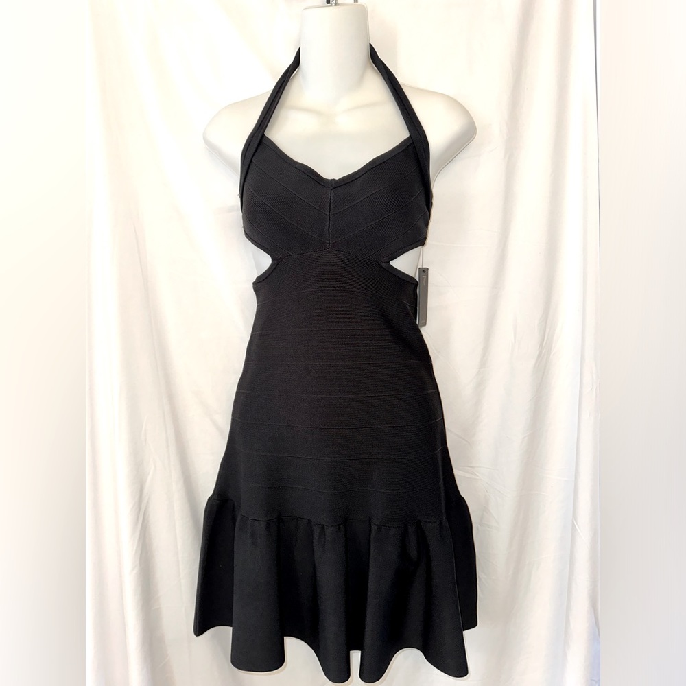 NEW NWT GUESS bondage mirage side cutout black dress Small halter